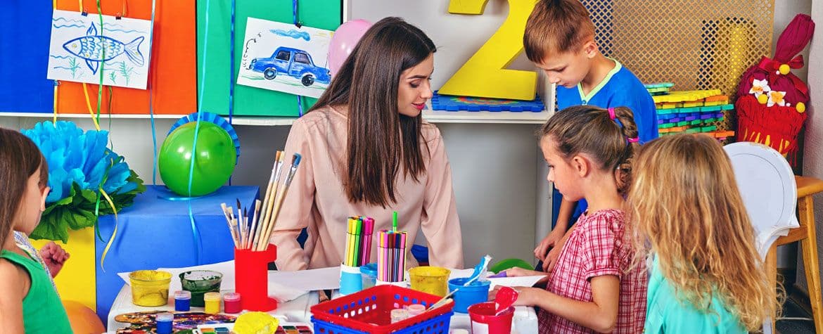 Children exploring play spaces